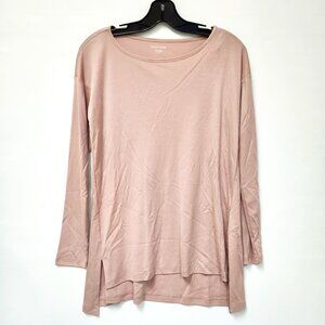 Eileen Fisher Women's Blush Long-Sleeved Top W/Asymmetrical Hemline Size XS